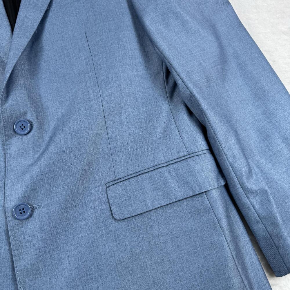 Statement Suit Mens Size 38R Blue Super 180s Wool Cashmere 2Pc 32W Slim Fit - Picture 3 of 14